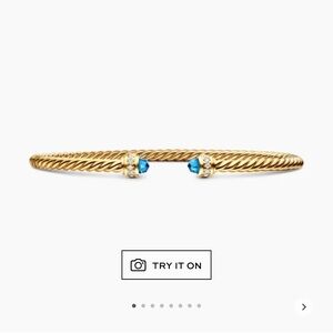 David Yurman gold bangle with diamonds and Hampton blue topaz